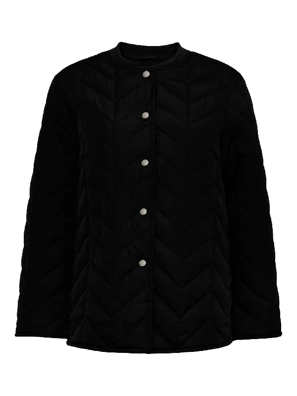 Fawn Short Quilted Jacket - BlackRainproof Jackets