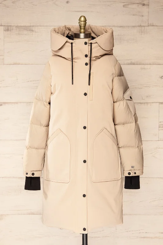 Mikaila Ivory | Knee-Length Quilted JacketDown Jackets