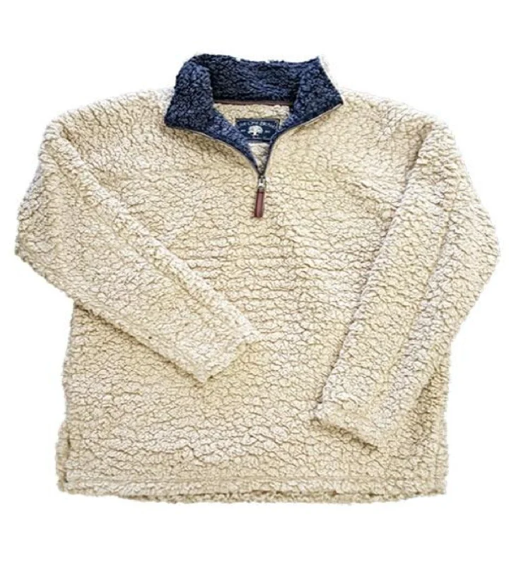 Quarter Zip Fleece Sherpa Oatmeal/Navy by Live Oak BrandParka Jackets