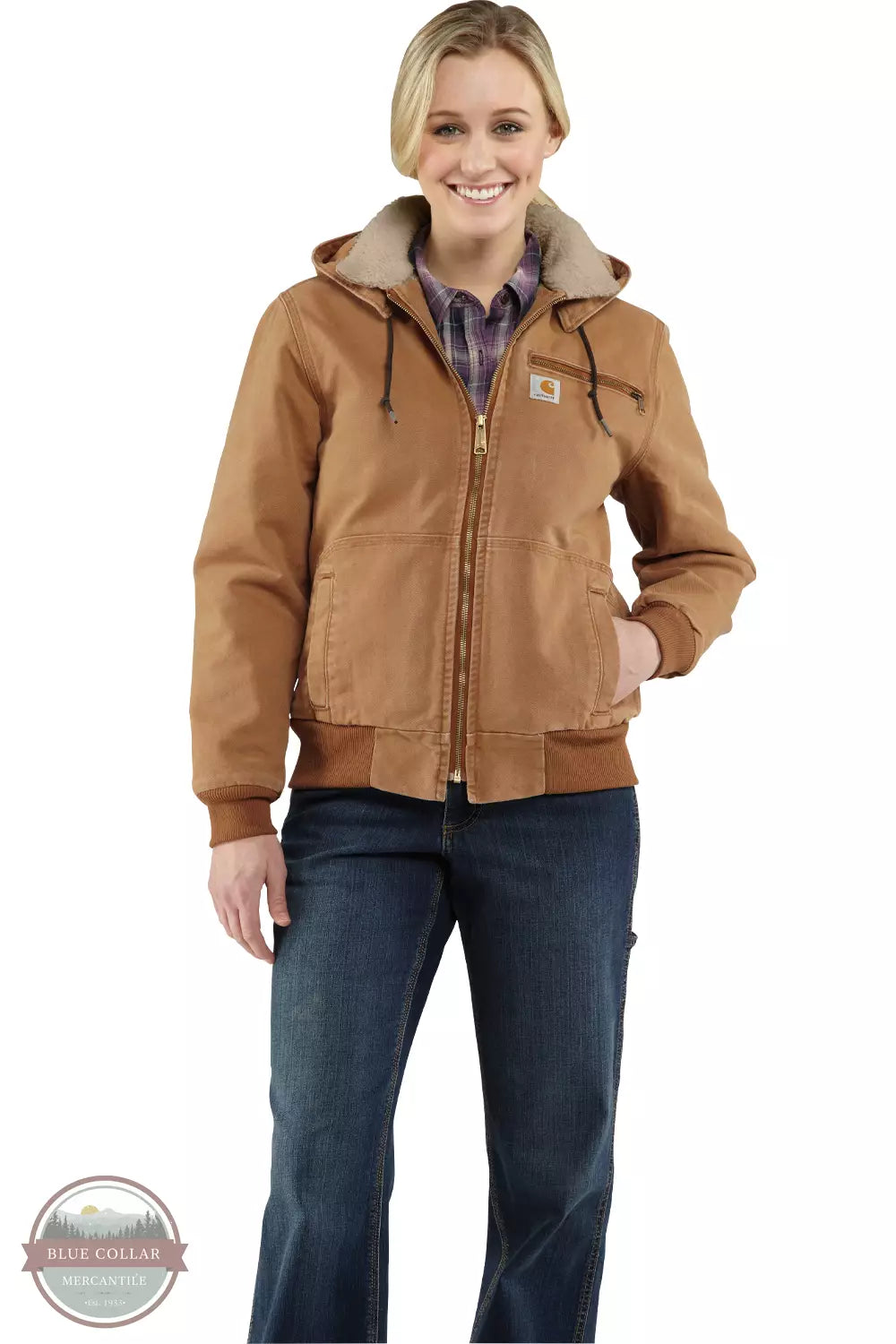 100815-211 Sherpa Lined Weathered Duck Jacket in Carhartt BrownWaterproof Jackets