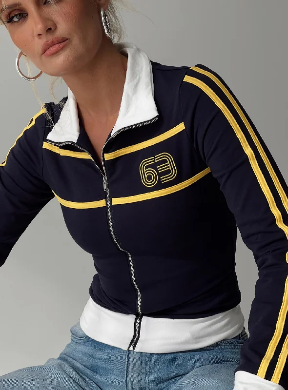 Get Busy Zip Up Jacket NavyCotton Jackets