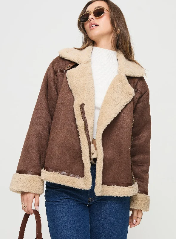 Jadala Shearling Jacket BrownRetro Jackets