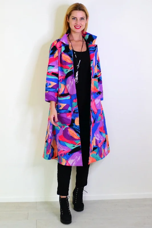 Long Multicolour Fleece Lined JacketBlazers