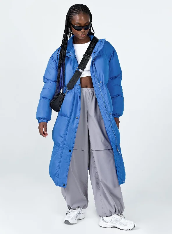 Sanni Longline Puffer Jacket BlueFringed Jackets