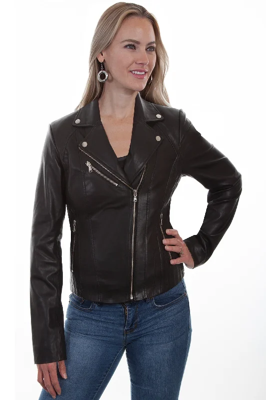 Scully Womens Black Lambskin Motorcycle JacketLounge Jackets