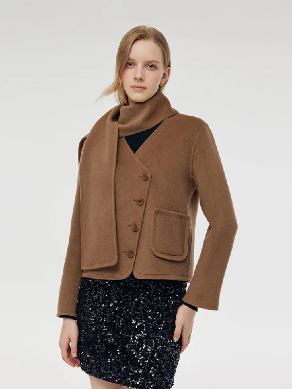 Tencel Wool Blend Jacket With ScarfLogo Jackets