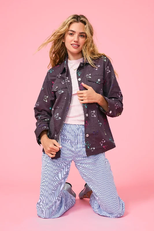 Twill Rhinestone Jacket in ButterfliesWindbreakers