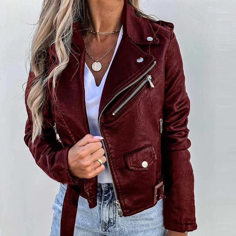 Women's Faux Modern Street Style Leather JacketHip-Hop Jackets