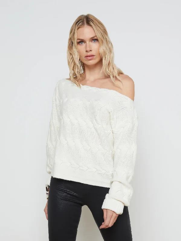 Leather-Paneled Knit Tops8954TTN2i L'Agence Shan Sweater