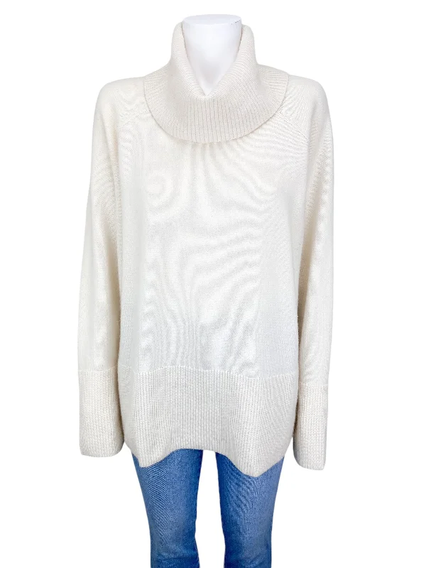 French Terry Knit TopsAthleta Women's Alpine Merino Cashmere Cowl Sweater Ivory Size XL