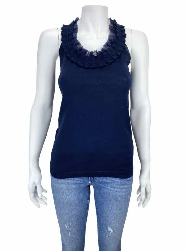 Winter Knit TopsBanana Republic Women's Ruffled Merino Sleeveless Sweater Navy Size XS