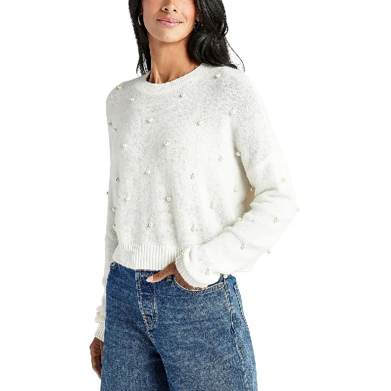 CrewneckinnovationWomens Wool Blend Embellished Crewneck Sweater