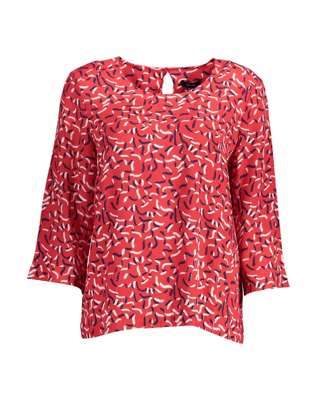 Acrylic Knit TopsGant  Women's Abstract Print Blouse - Red