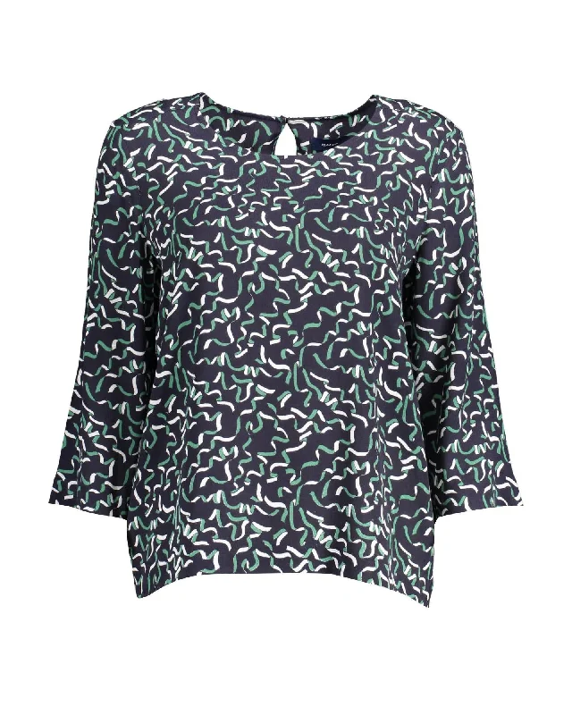 Polyester Knit TopsGant  Ribbon Print Top Navy