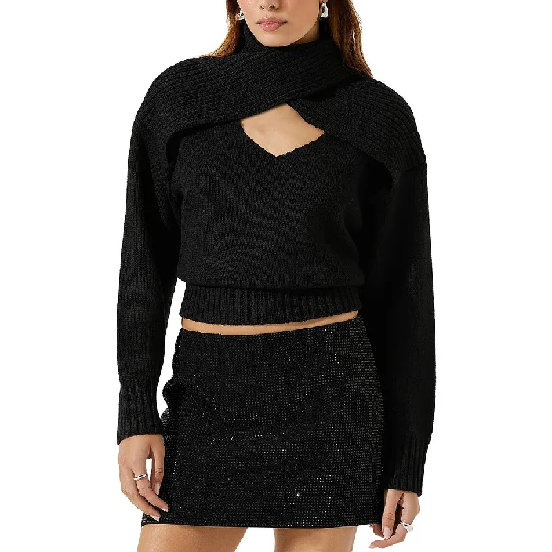 Pearson Womens Cut-Out Ribbed Crop SweaterCroptopquality