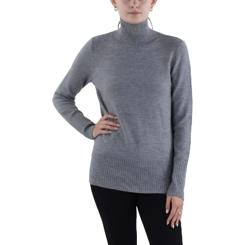 Womens Heathered Long Sleeve Turtleneck Sweater