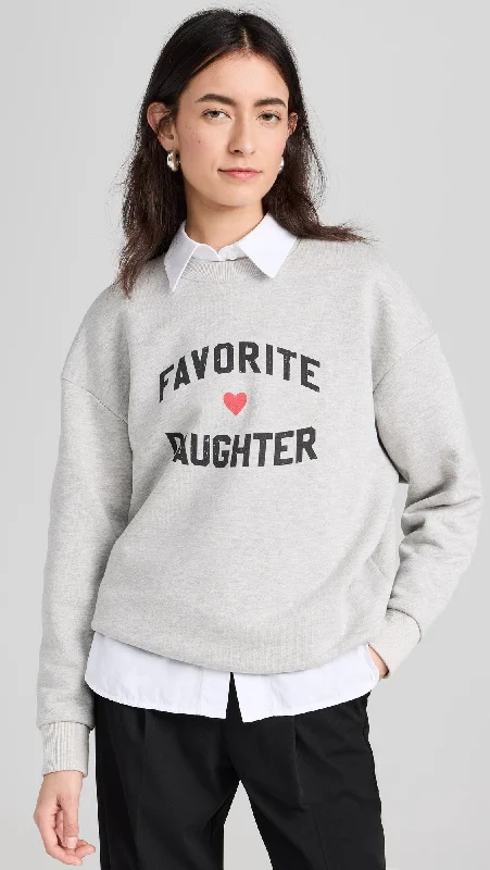 Cycling Knit TopsFavorite Daughter Favorite Daughter Heart Logo Sweatshirt, Heather Grey