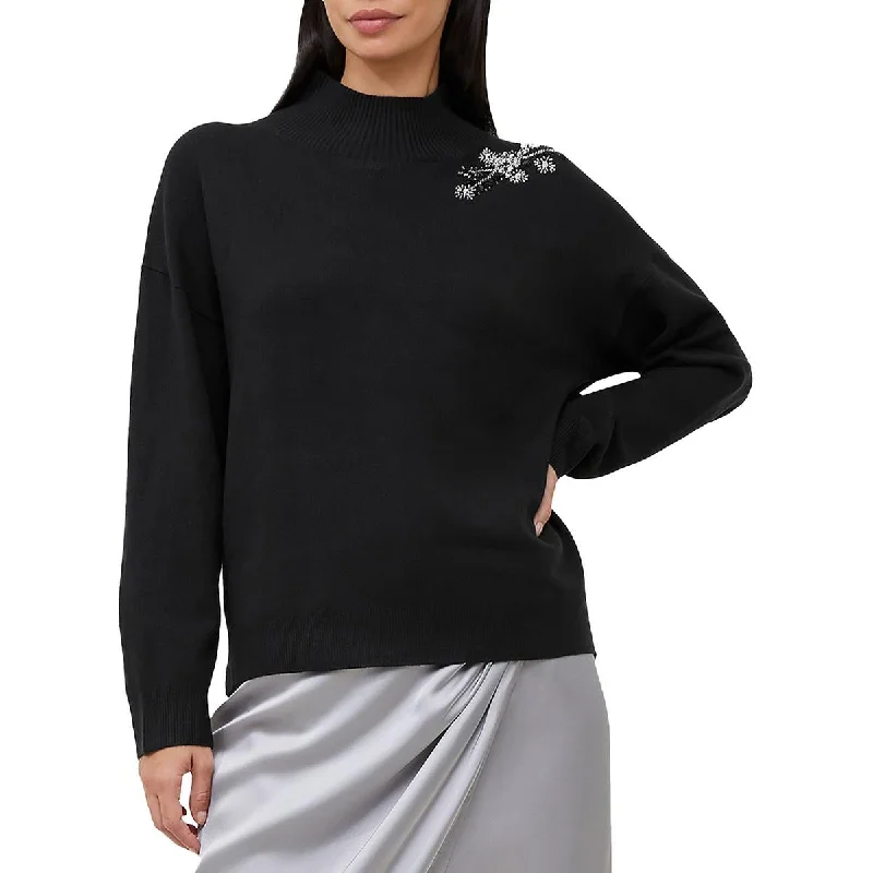 Womens Knit Ribbed Mock Turtleneck Sweater