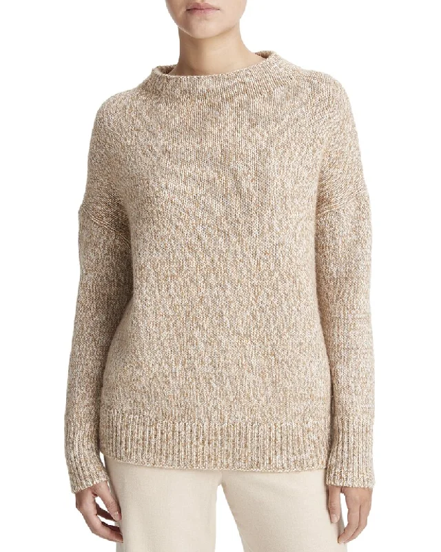 Velvet Knit TopsVince Tweed Funnel Neck Wool & Alpaca-Blend Top