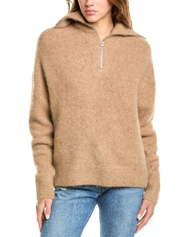 Polyester Knit TopsVince Quarter-Zip Alpaca-Blend Sweater