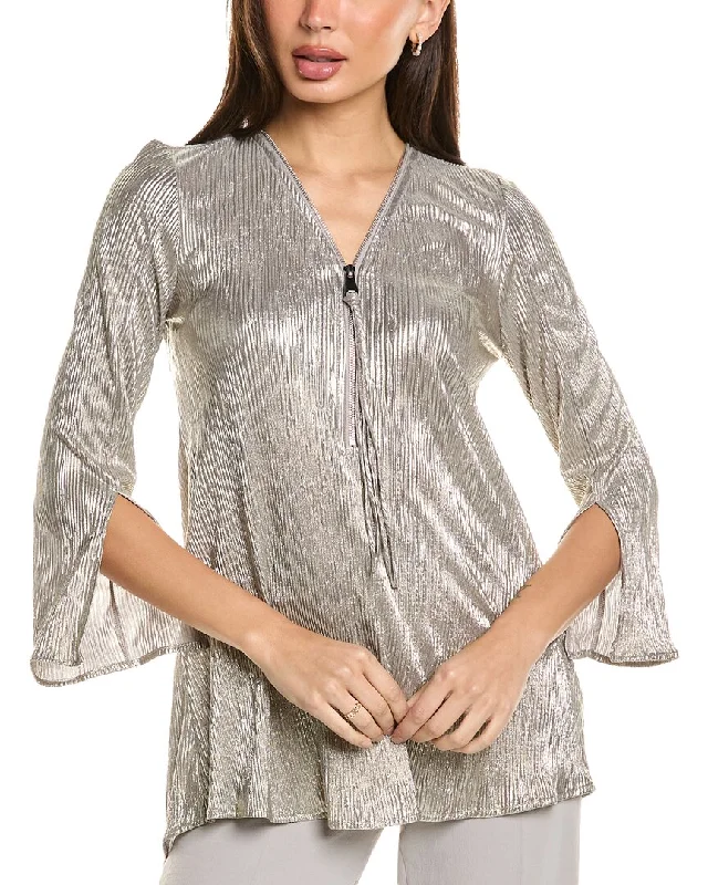 Plush Knit TopsJoseph Ribkoff Metallic Plisse Tunic