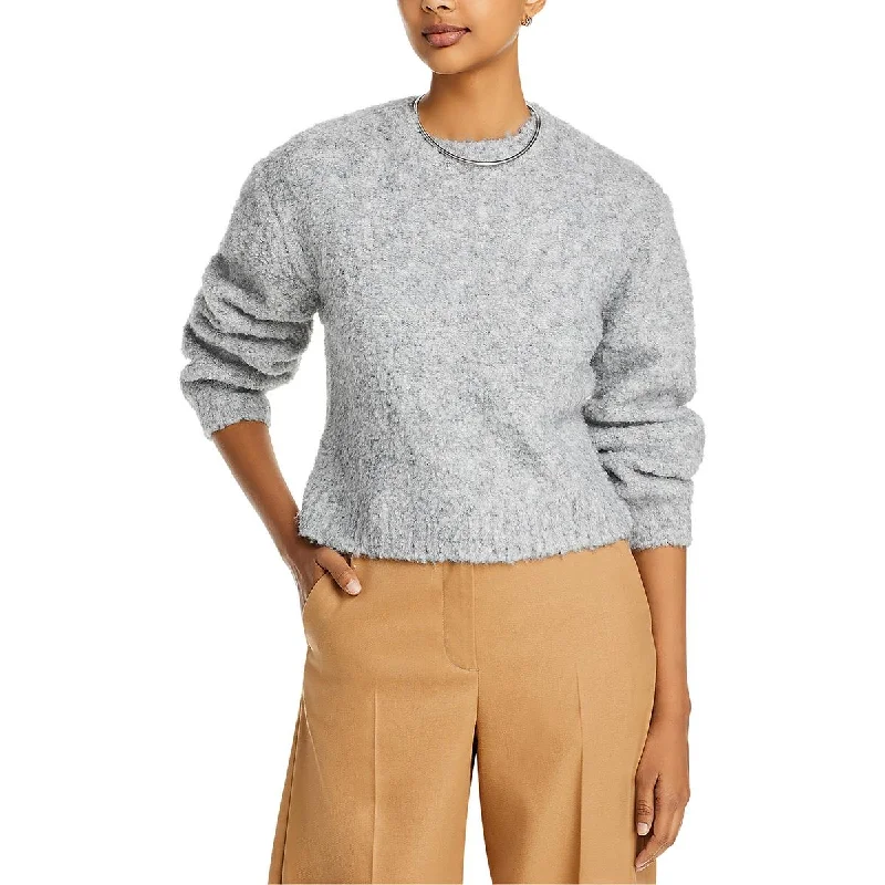 CrewneckvirtualWomens Wool Blend Ribbed Trim Crewneck Sweater