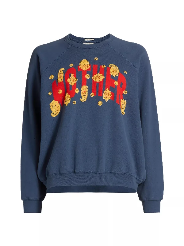 Performance Knit TopsMother Denim Women's The Biggie Concert Sweatshirt, Ply Blue Paisley