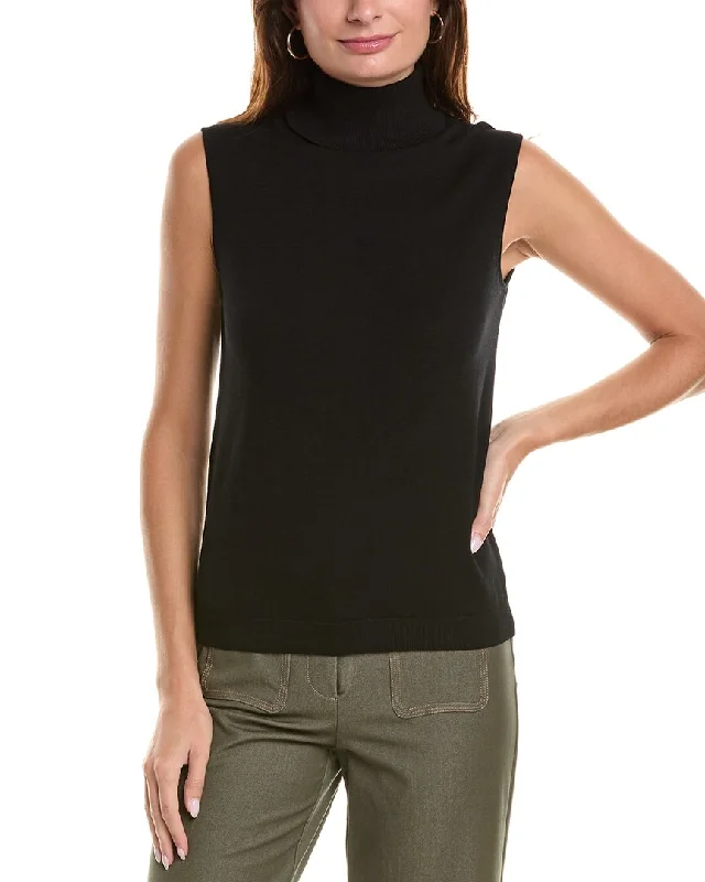 Lafayette 148 New York Sleeveless Turtleneck Cashmere Shell