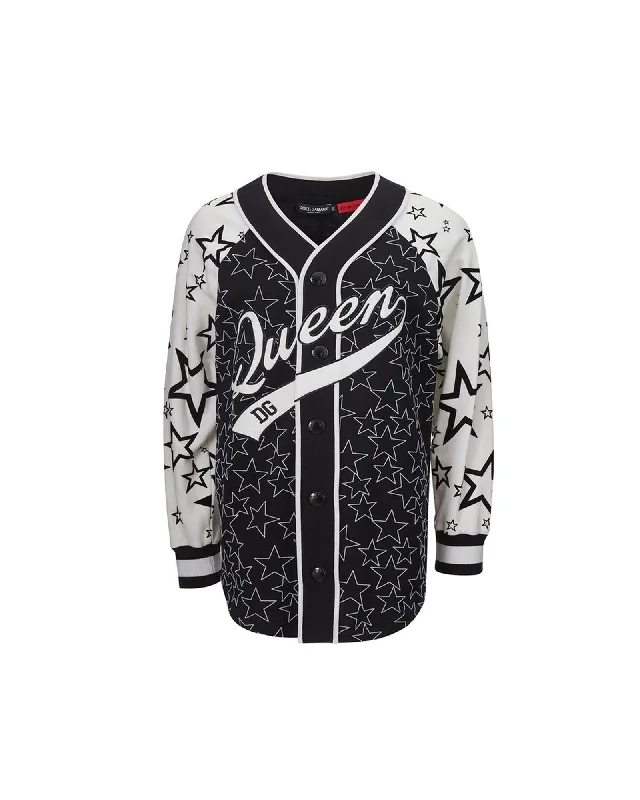 Silk Knit TopsDolce & Gabbana  Queen Baseball Jacket Black/White