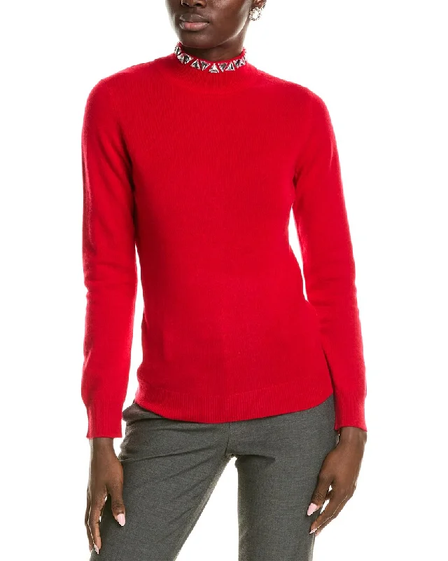 Sofiacashmere Stone Trim Turtleneck Cashmere Sweater