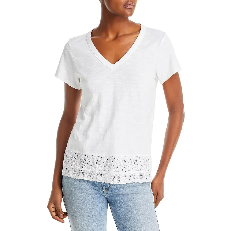 Womens V-Neck Cotton Graphic T-Shirt