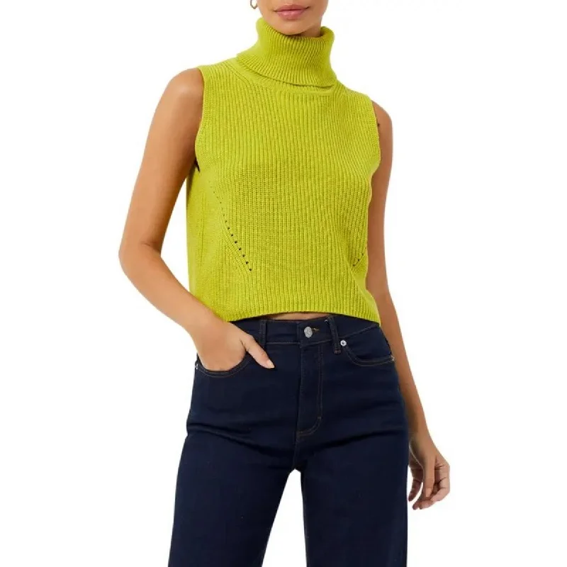 Mozart Womens Pointelle Crop Turtleneck SweaterCroptopstretch