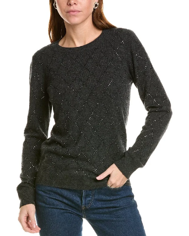 CrewnecksilkSofiacashmere Heatset Diamond Crewneck Cashmere Sweater