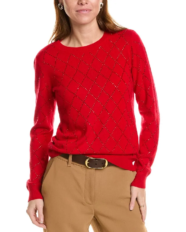 CrewneckwoolSofiacashmere Heatset Diamond Crewneck Cashmere Sweater