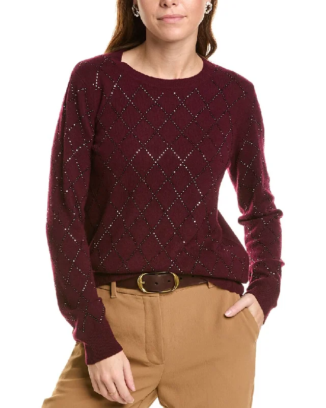 CrewneckplainSofiacashmere Heatset Diamond Crewneck Cashmere Sweater