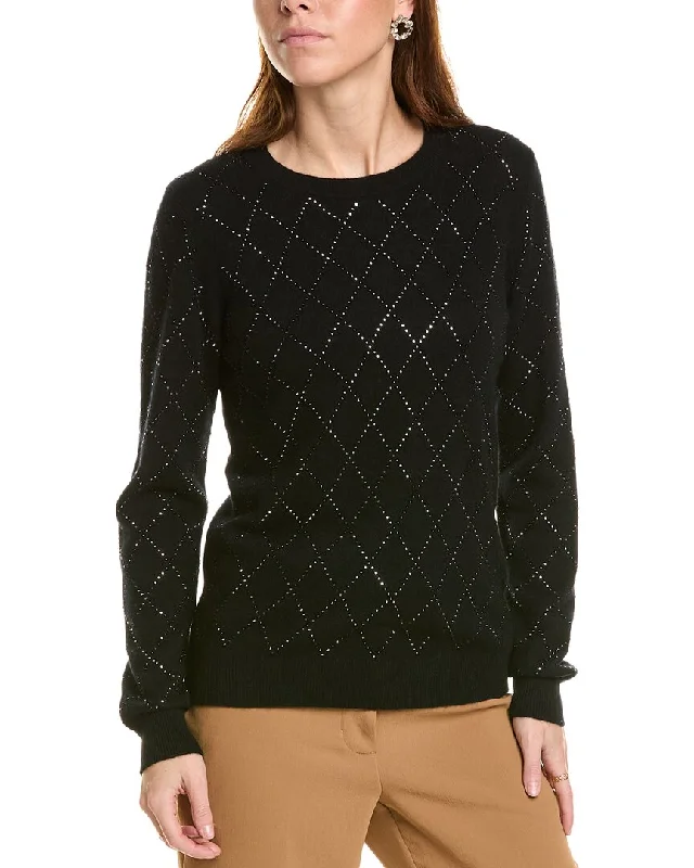 CrewneckcottonSofiacashmere Heatset Diamond Crewneck Cashmere Sweater