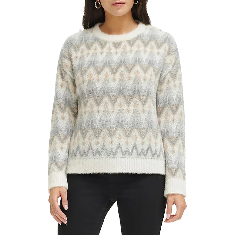 Womens Fair Isle Long Sleeve Crewneck Sweater