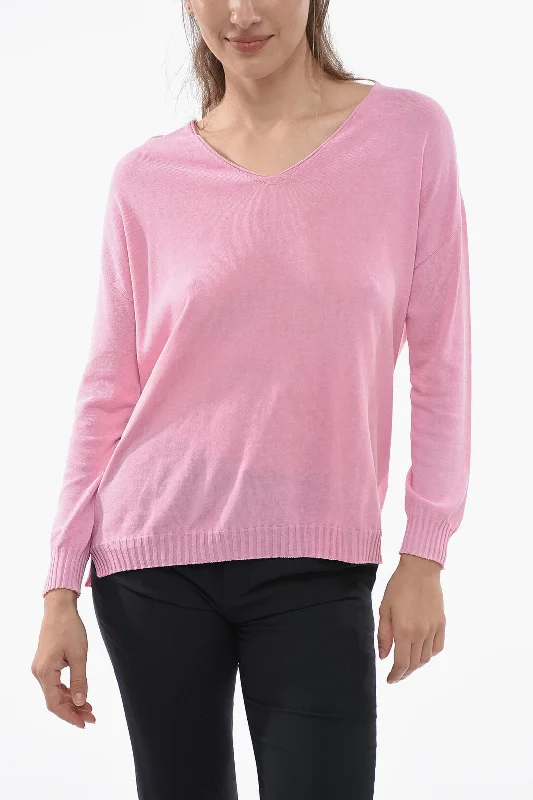 Arovescio Lightweight Cotton V-Neck Sweater Xs Standard size