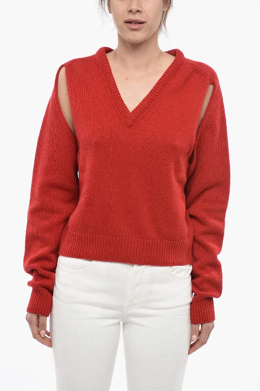 RAMAEL Cashmere V-neckline Sweater with Cut Out Detail M Standard size