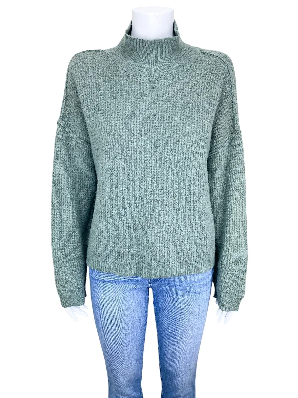 Scoop Neck Knit TopsBy Together Women's Mock Neck Waffle Sweater Sage Green Size S (runs big)