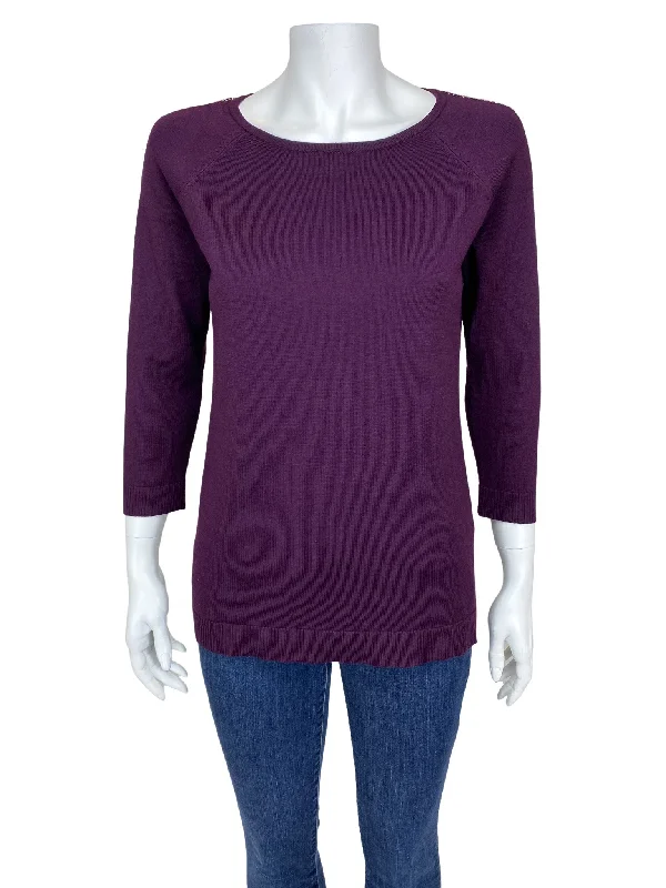 Festival Knit TopsCalvin Klein, Women's Bead-Trim Sweater, Wine, Size S