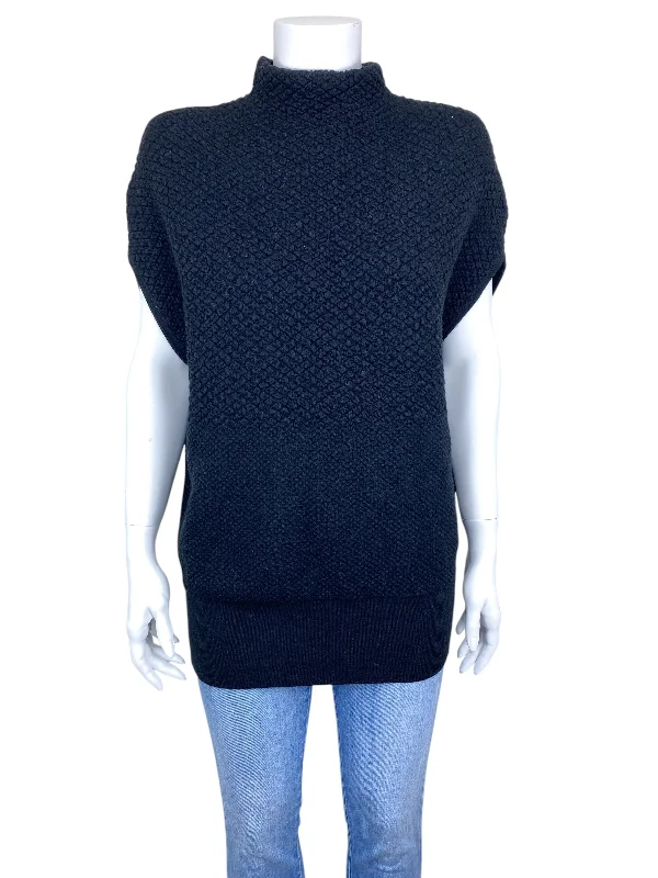 Asymmetrical Knit TopsClub Monaco Women's Textured Dolman Funnel Neck Sweater Black Size M