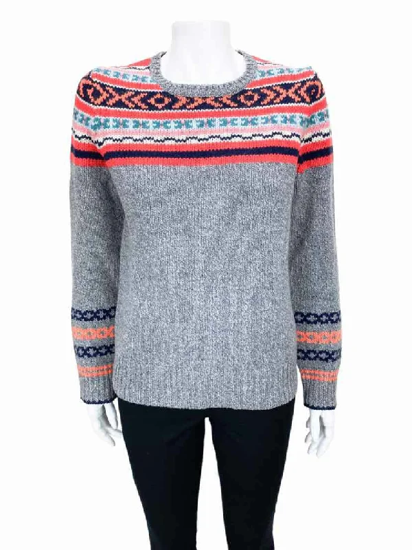 CrewnecktechJ. Crew Factory, Women's Fairisle Crewneck Sweater, Grey Heather/Multi, Size M