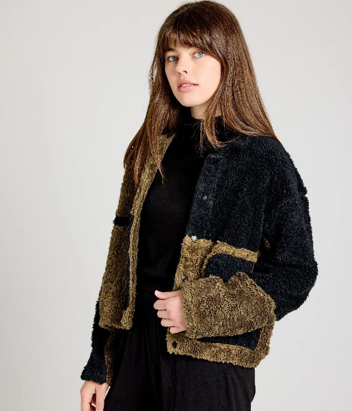 Oversized Knit TopsLibby Sherpa Jacket - Black