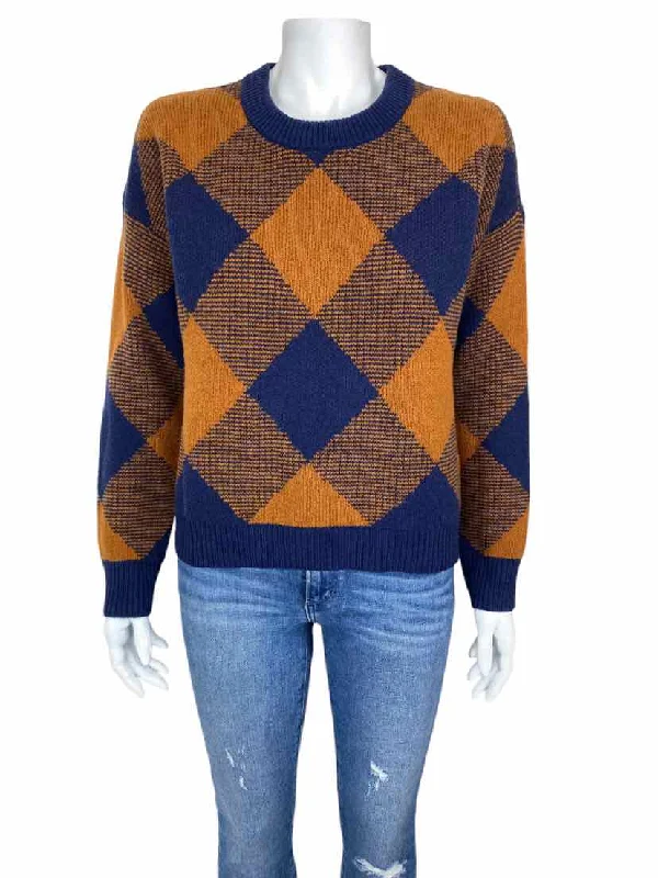 V-Neck Knit TopsMadewell Women's Mullen Diamond Sweater Navy/Cinnamon Size S with Tags