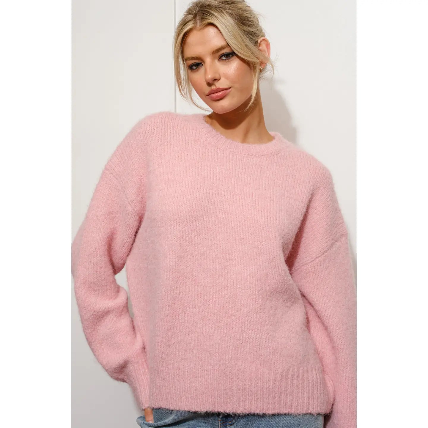 V-Neck Knit TopsOversized Fuzzy Sweater