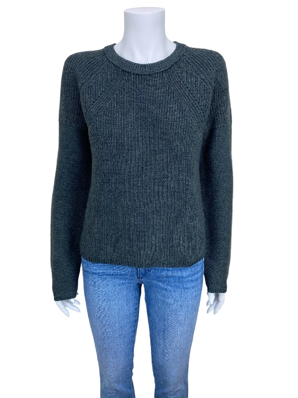 Asymmetrical Knit TopsVelvet by Graham & Spencer Women's Paticia Wool Blend Sweater Pine Size M