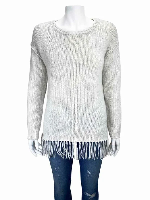 Travel Knit TopsVelvet by Graham & Spencer, Women's Wool Blend Fringe Sweater, Ivory, Size M