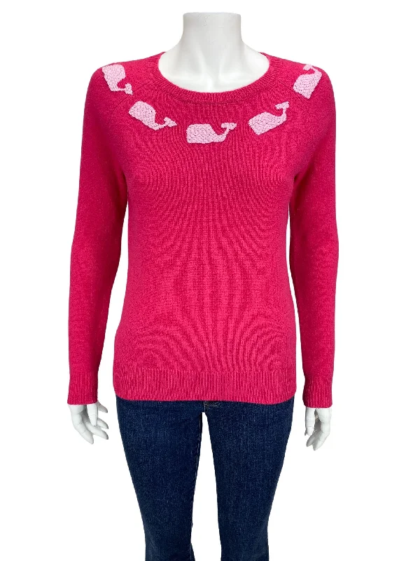 Collaborative Knit TopsVineyard Vines, Women's Lambswool Whale Sweater, Fuchsia, Size S