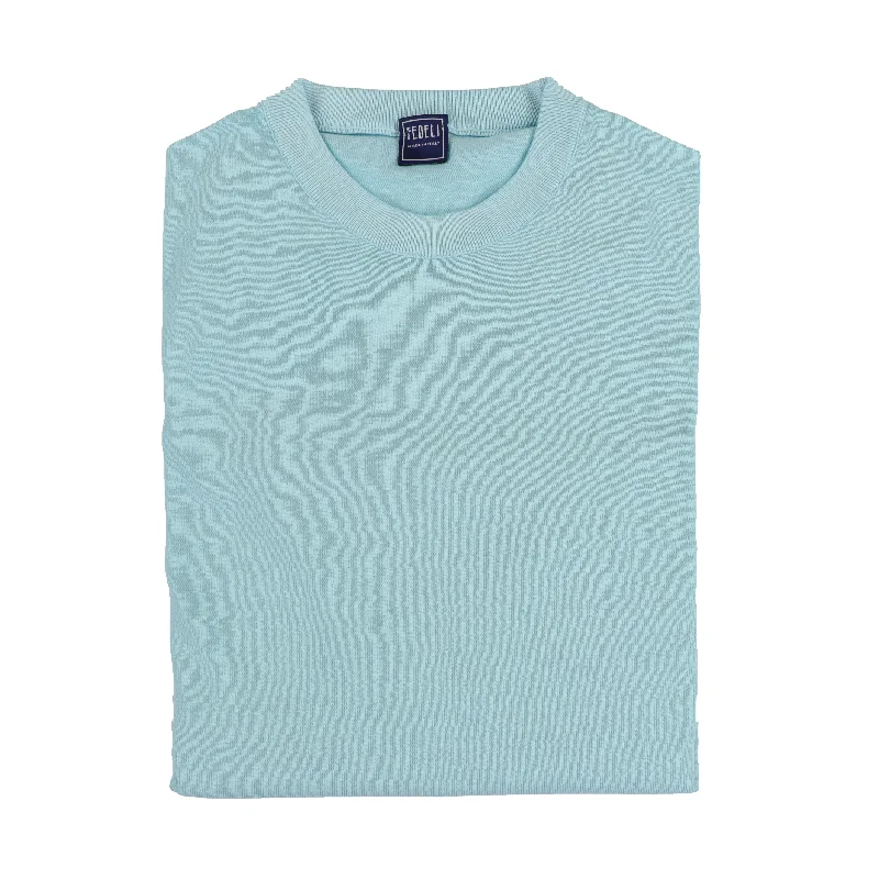 CrewneckqualityArgentina Crewneck in Giza Cotton - Aquamarine